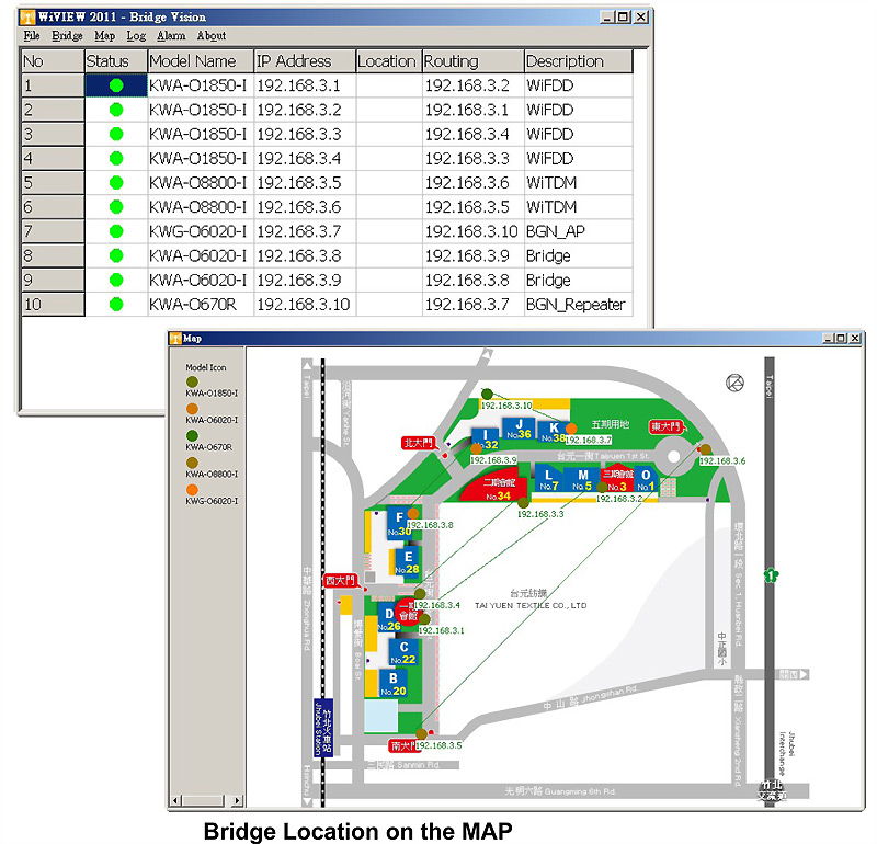 Manage KW1950 series backhaul bridge with Wiview system